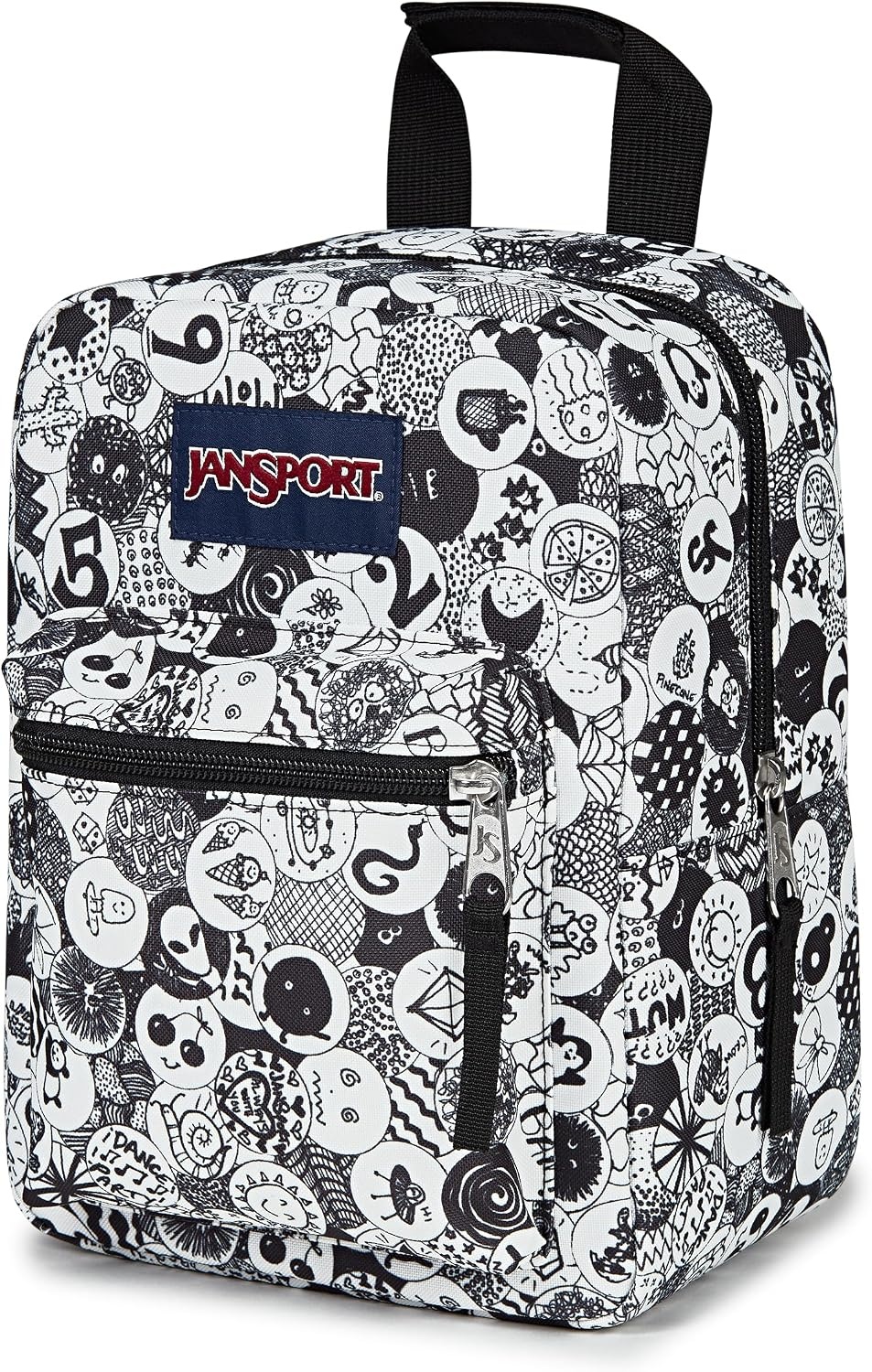 image:imageJanSport Big Break Insulated Lunch Bag Small SoftSided Cooler Ideal for Class Work or Meal Prep Pastel LilacDoodle Dots BlackWhiteGrey