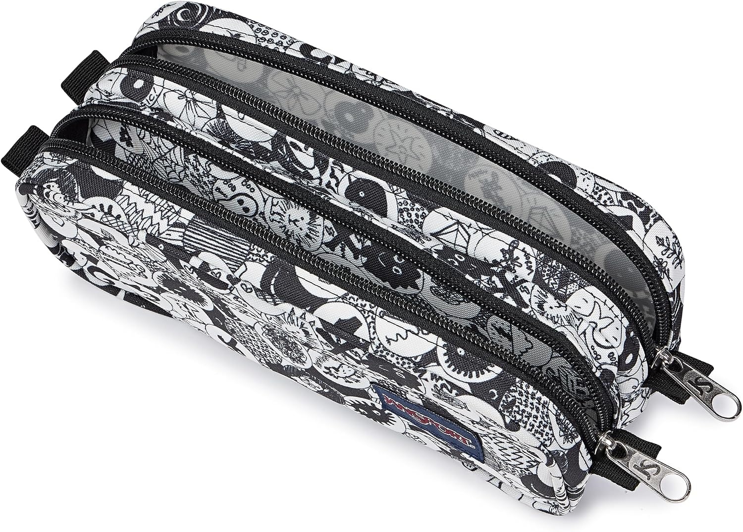 image:imageJanSport Large Accessory Pouch Secure Storage Space for Pens Power Cords Pencil Case Ideal For Everyday Essentials 13LDoodle Dots BlackWhiteGrey