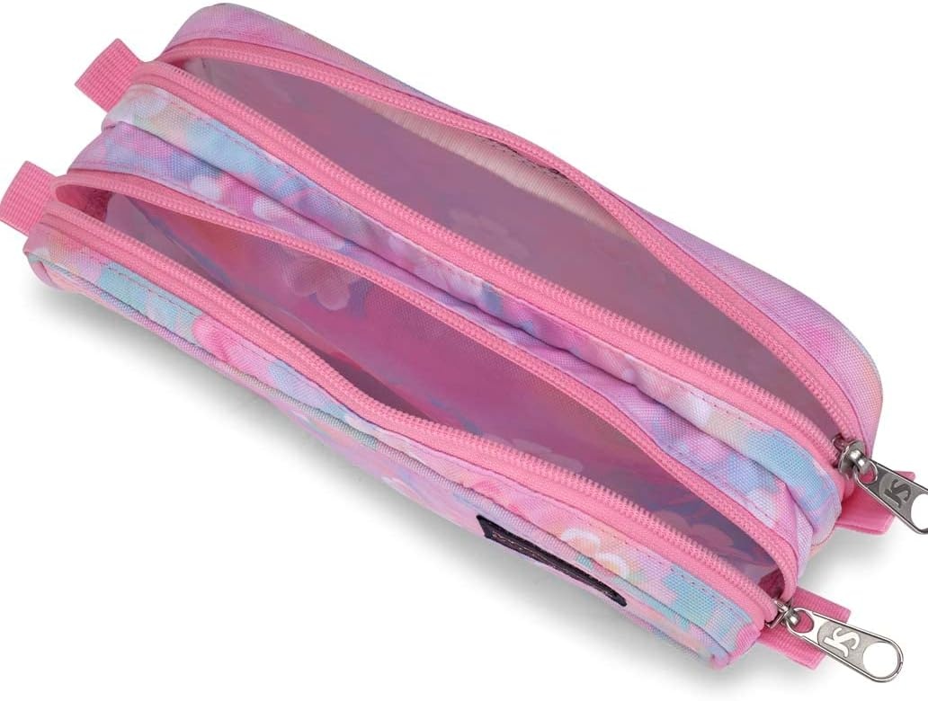image:imageJanSport Large Accessory Pouch Secure Storage Space for Pens Power Cords Pencil Case Ideal For Everyday Essentials 13LNeon Daisy