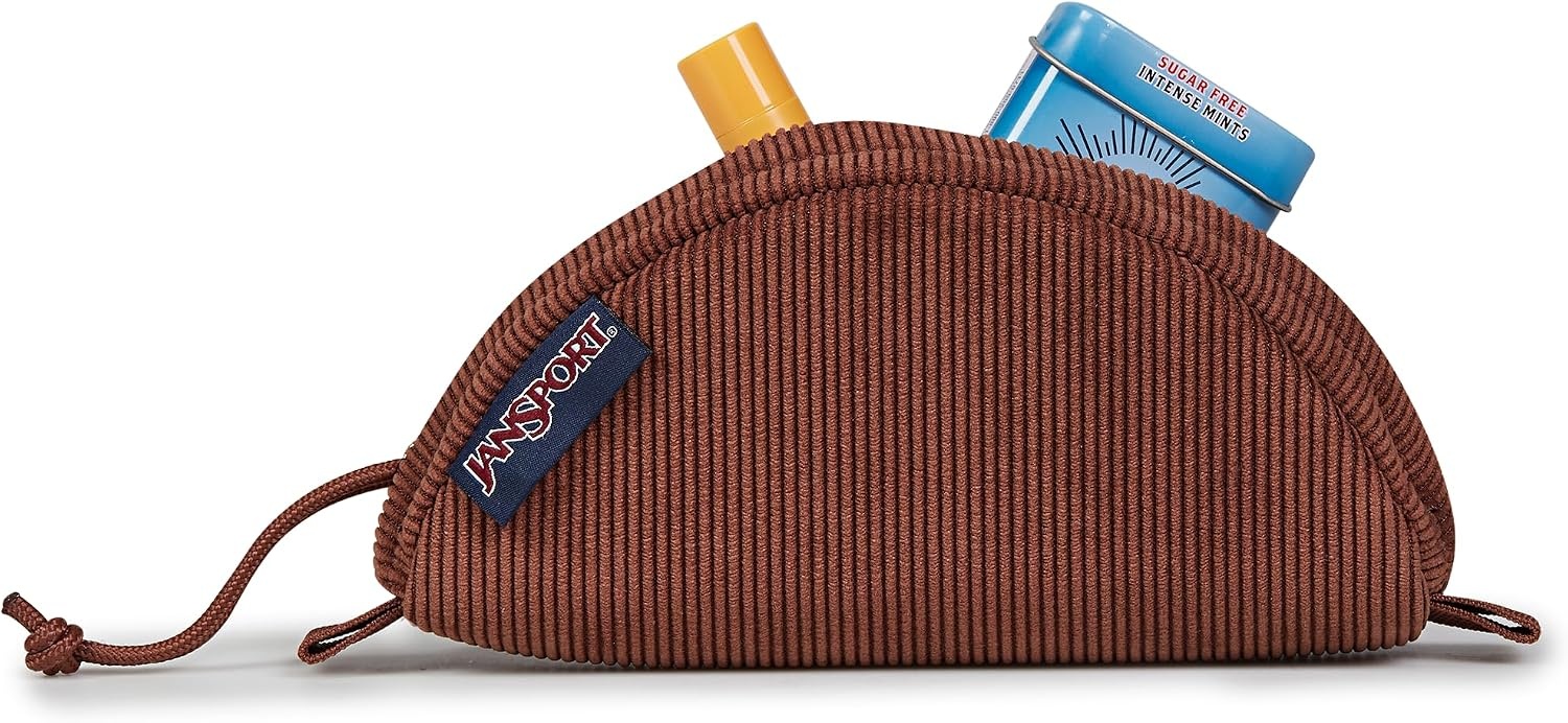 image:imageJanSport Luna Blue Compact Minimalist Semicircular PouchBasic Brown Corduroy