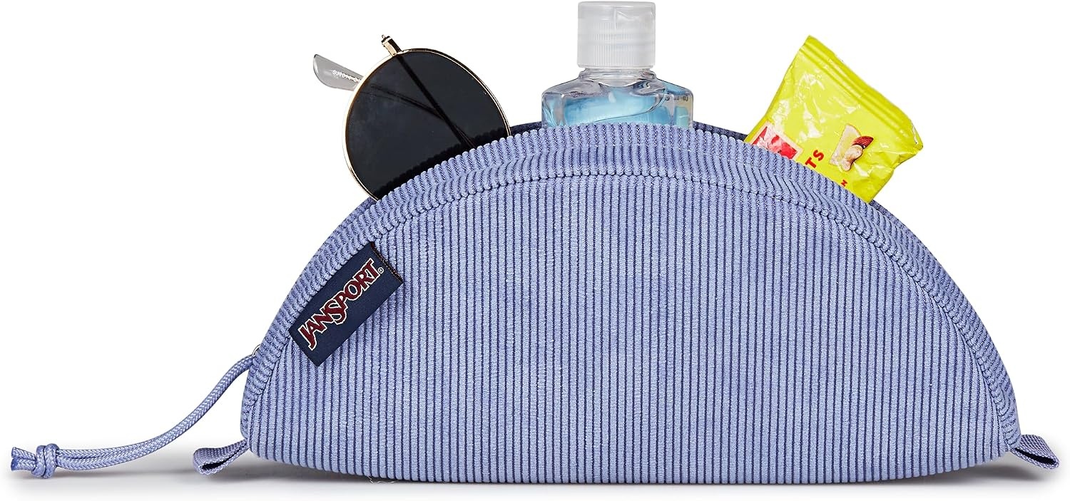 image:imageJanSport Luna Blue Compact Minimalist Semicircular PouchLavender Ash Corduroy