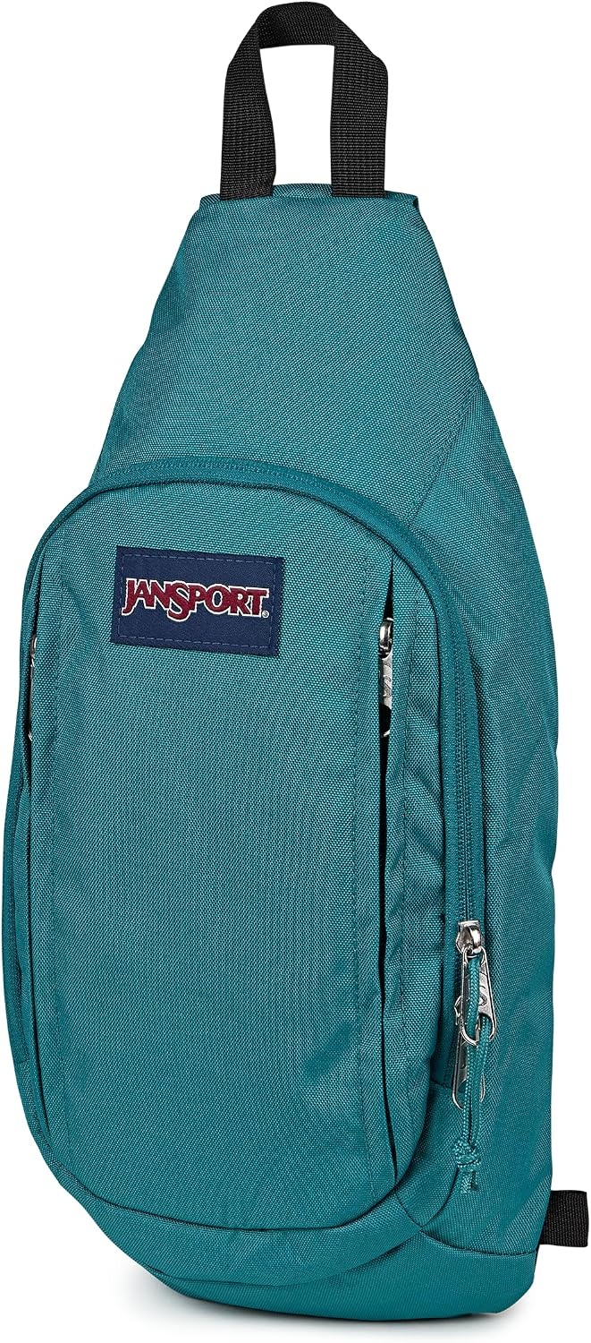 image:imageJanSport Move Sling Crossbody Bag Main Compartment Zippered Front Pockets Adjustable Shoulder Strap Fully Padded Back Panel Emerald Pool