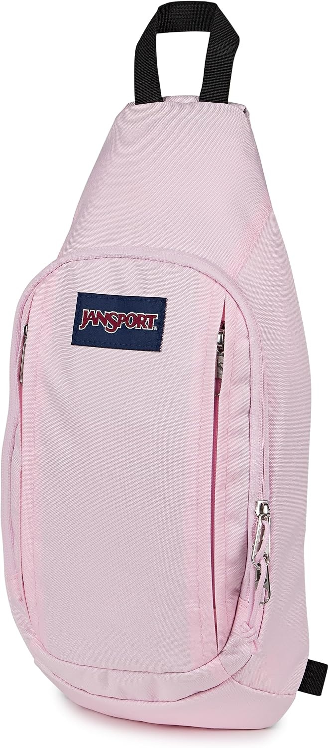 image:imageJanSport Move Sling Crossbody Bag Main Compartment Zippered Front Pockets Adjustable Shoulder Strap Fully Padded Back Panel Pink Ice
