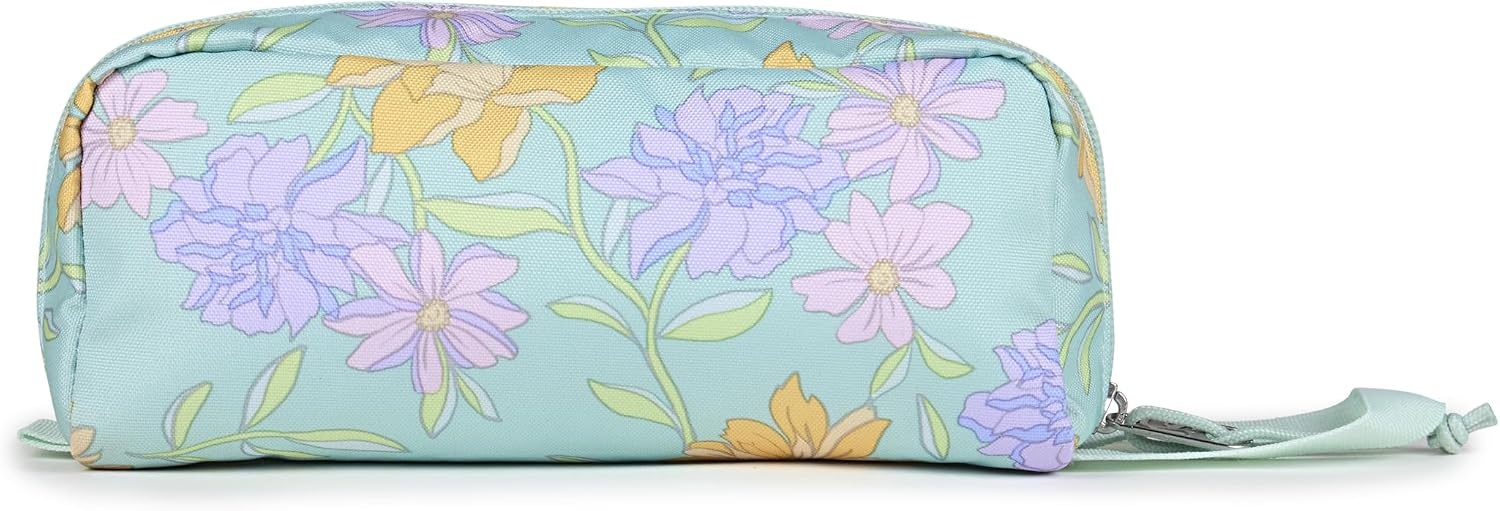 image:imageJanSport Perfect Pouch Accordion Opening Single Compartment with 3 Dividers Small Internal PocketFaded Floral Fresh Mint