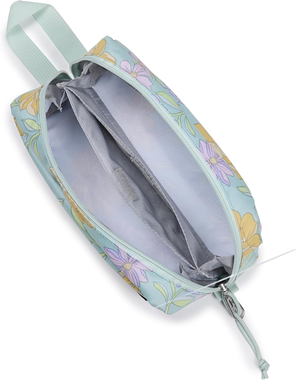 image:imageJanSport Perfect Pouch Accordion Opening Single Compartment with 3 Dividers Small Internal PocketFaded Floral Fresh Mint