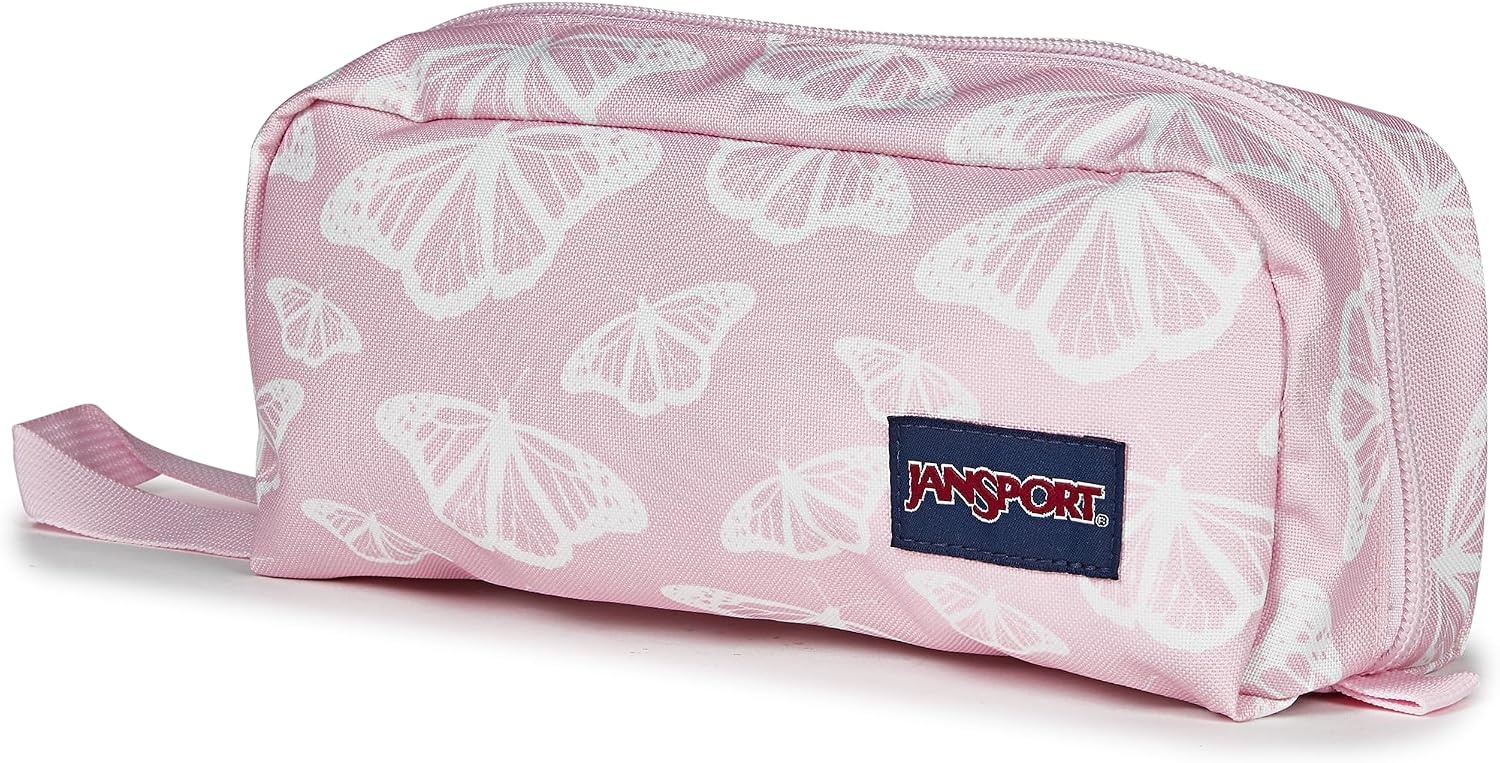 image:imageJanSport Perfect Pouch Accordion Opening Single Compartment with 3 Dividers Small Internal PocketFlutter By Pink IceWhitePink Ice