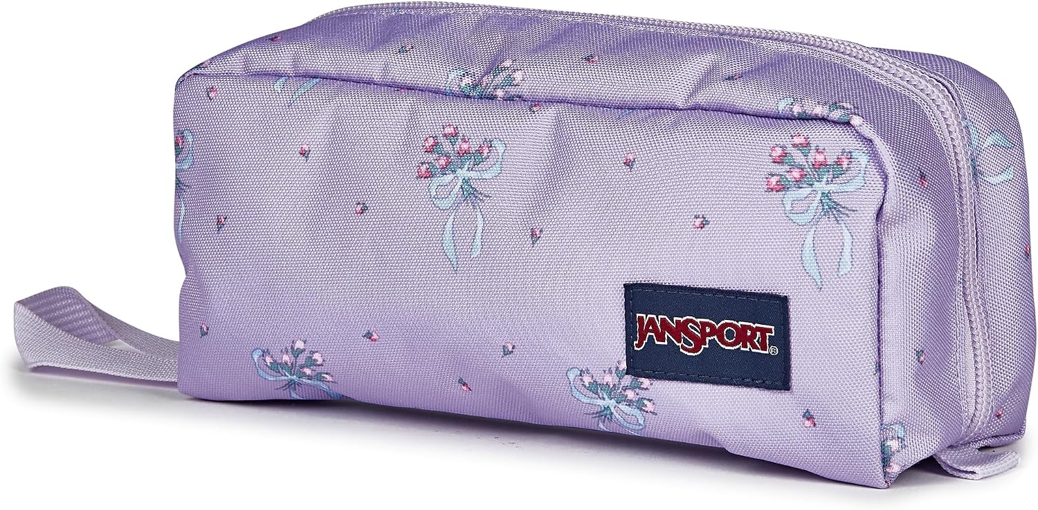 image:imageJanSport Perfect Pouch Accordion Opening Single Compartment with 3 Dividers Small Internal PocketPastel Petals LilacBluePinkGreen