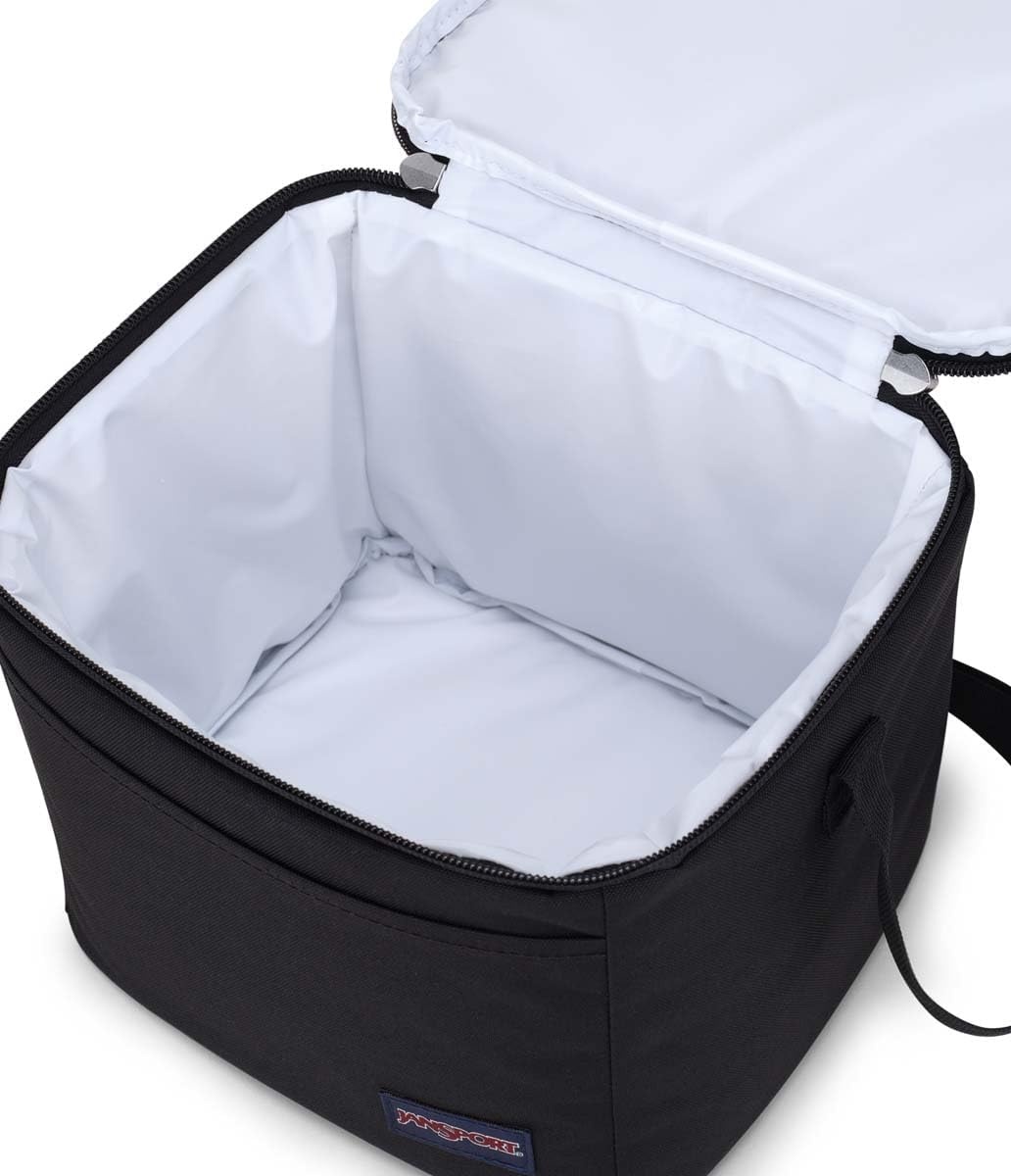 image:imageJanSport Super Snack Insulated Lunch Bag with BPAFree Liner Zipper Top Opening and Adjustable Shoulder Strap NavyBlack