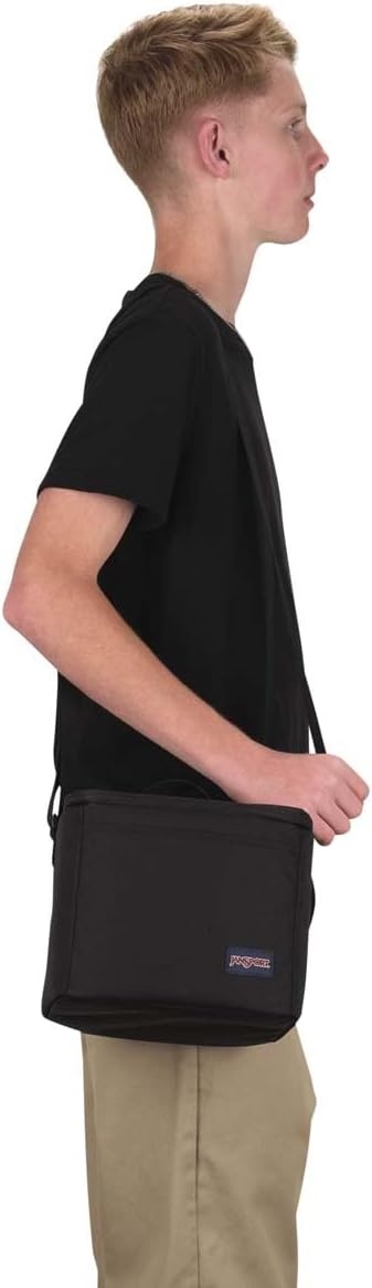 image:imageJanSport Super Snack Insulated Lunch Bag with BPAFree Liner Zipper Top Opening and Adjustable Shoulder Strap NavyBlack