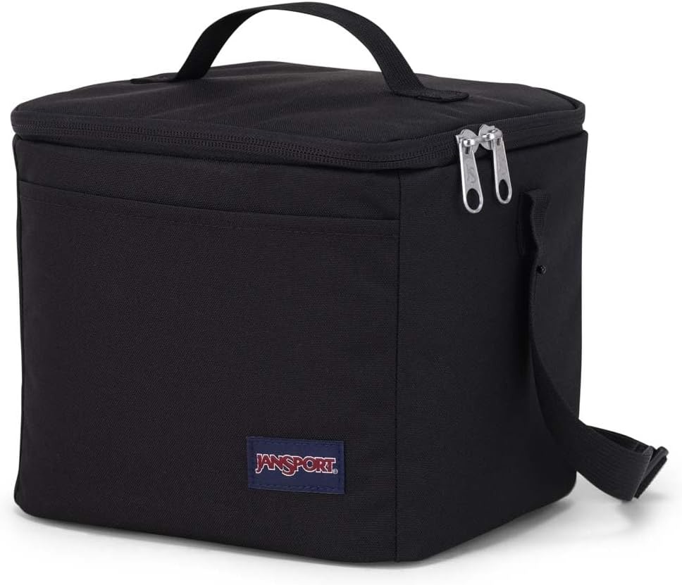 image:imageJanSport Super Snack Insulated Lunch Bag with BPAFree Liner Zipper Top Opening and Adjustable Shoulder Strap NavyBlack