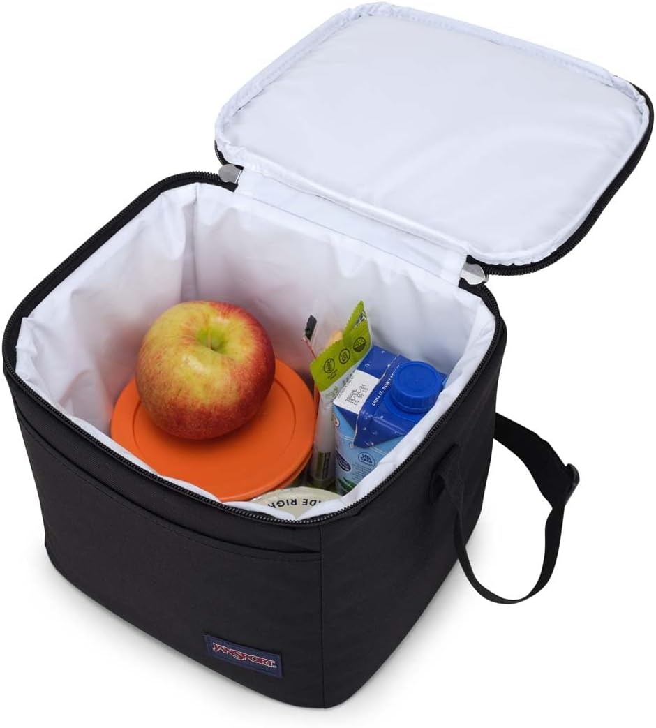 image:imageJanSport Super Snack Insulated Lunch Bag with BPAFree Liner Zipper Top Opening and Adjustable Shoulder Strap NavyBlack