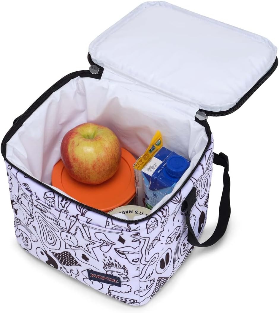 image:imageJanSport Super Snack Insulated Lunch Bag with BPAFree Liner Zipper Top Opening and Adjustable Shoulder Strap NavyBroken Broadcast