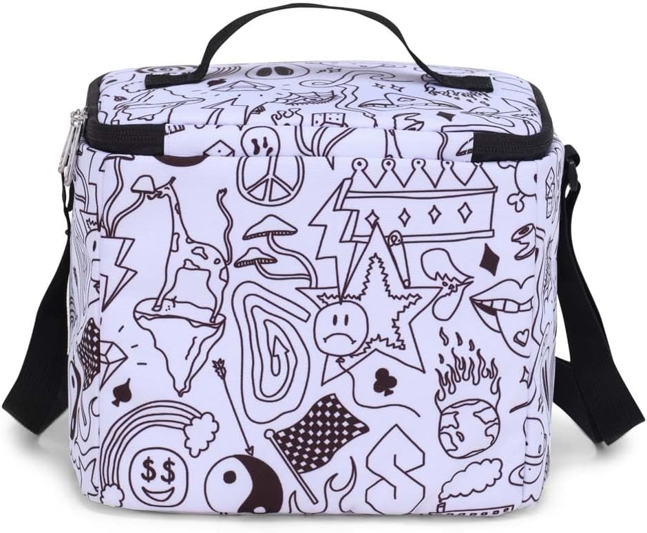 image:imageJanSport Super Snack Insulated Lunch Bag with BPAFree Liner Zipper Top Opening and Adjustable Shoulder Strap NavyBroken Broadcast