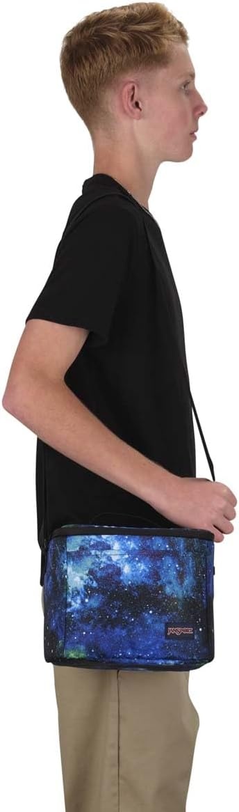 image:imageJanSport Super Snack Insulated Lunch Bag with BPAFree Liner Zipper Top Opening and Adjustable Shoulder Strap NavyCyberspace Galaxy