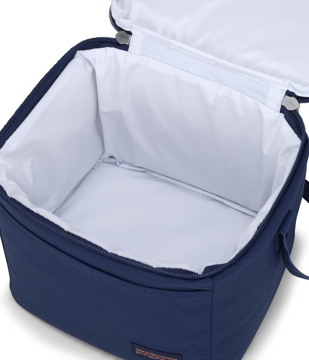 image:imageJanSport Super Snack Insulated Lunch Bag with BPAFree Liner Zipper Top Opening and Adjustable Shoulder Strap NavyNavy
