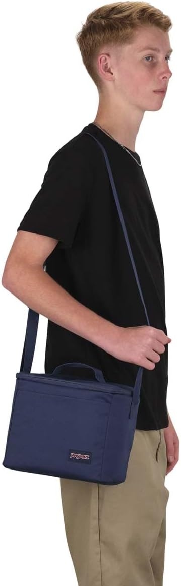 image:imageJanSport Super Snack Insulated Lunch Bag with BPAFree Liner Zipper Top Opening and Adjustable Shoulder Strap NavyNavy