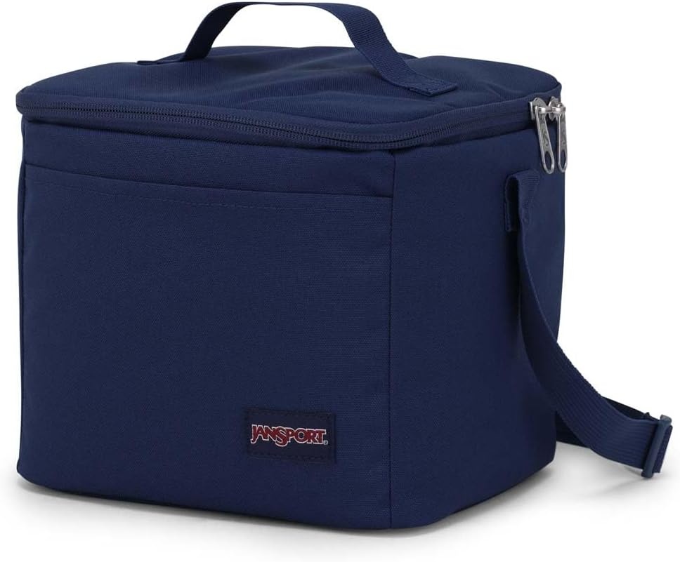 image:imageJanSport Super Snack Insulated Lunch Bag with BPAFree Liner Zipper Top Opening and Adjustable Shoulder Strap NavyNavy