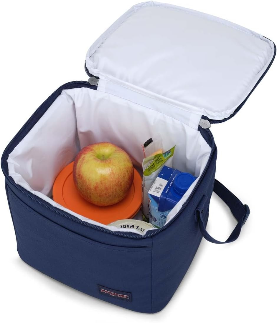 image:imageJanSport Super Snack Insulated Lunch Bag with BPAFree Liner Zipper Top Opening and Adjustable Shoulder Strap NavyNavy