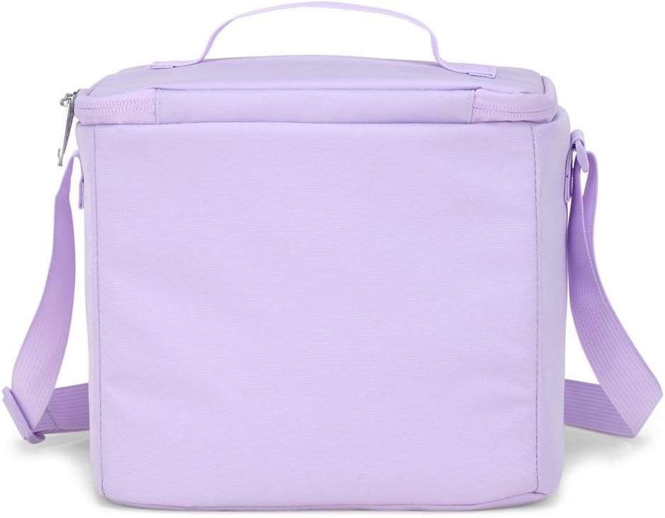 image:imageJanSport Super Snack Insulated Lunch Bag with BPAFree Liner Zipper Top Opening and Adjustable Shoulder Strap NavyPastel Lilac