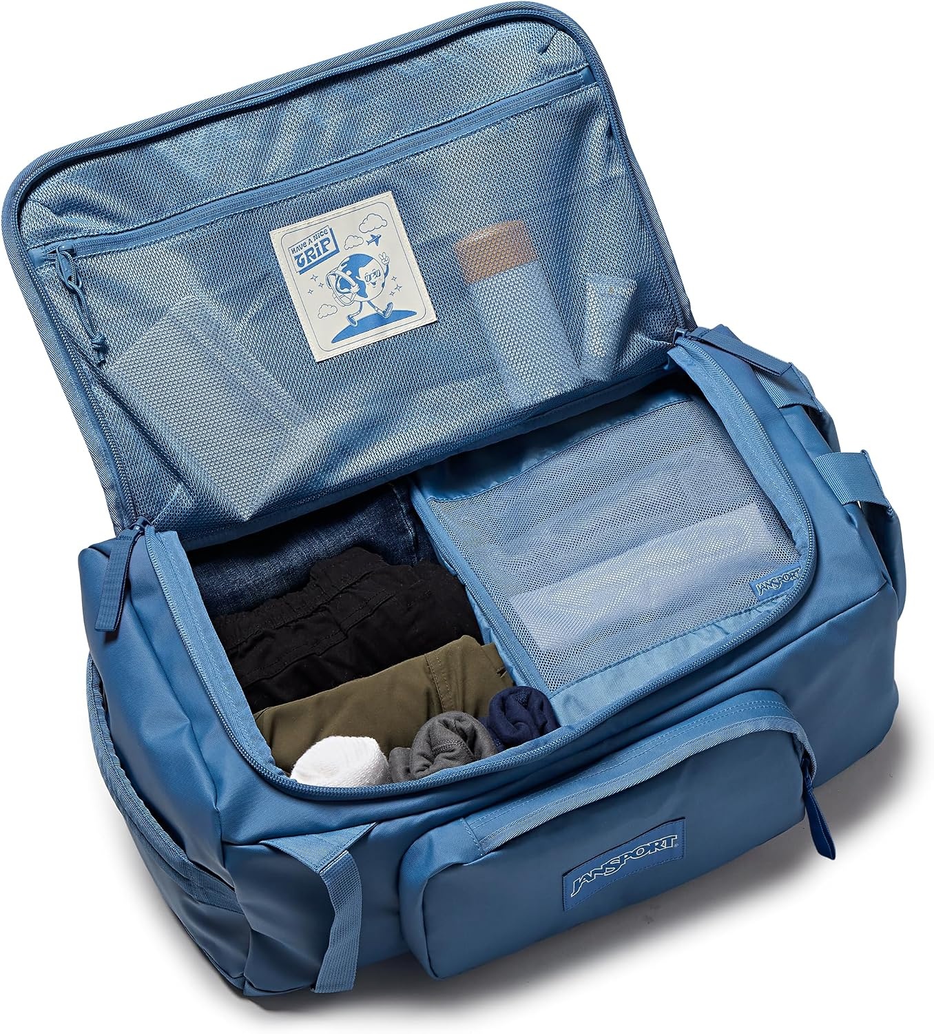 image:imageJansport Good Latitude 40L Convertible Duffel Backpack Water Resistant 16 Inch Laptop Sleeve Luggage Trolley Weekender Travel Bag Smokey GritElemental Blue