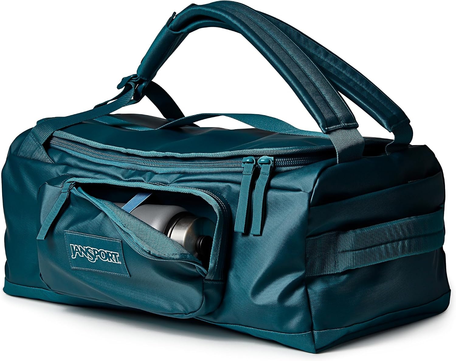 image:imageJansport Good Latitude 40L Convertible Duffel Backpack Water Resistant 16 Inch Laptop Sleeve Luggage Trolley Weekender Travel Bag Smokey GritEmerald Pool