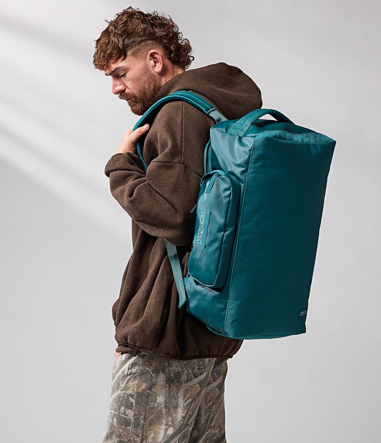 image:imageJansport Good Latitude 40L Convertible Duffel Backpack Water Resistant 16 Inch Laptop Sleeve Luggage Trolley Weekender Travel Bag Smokey GritEmerald Pool