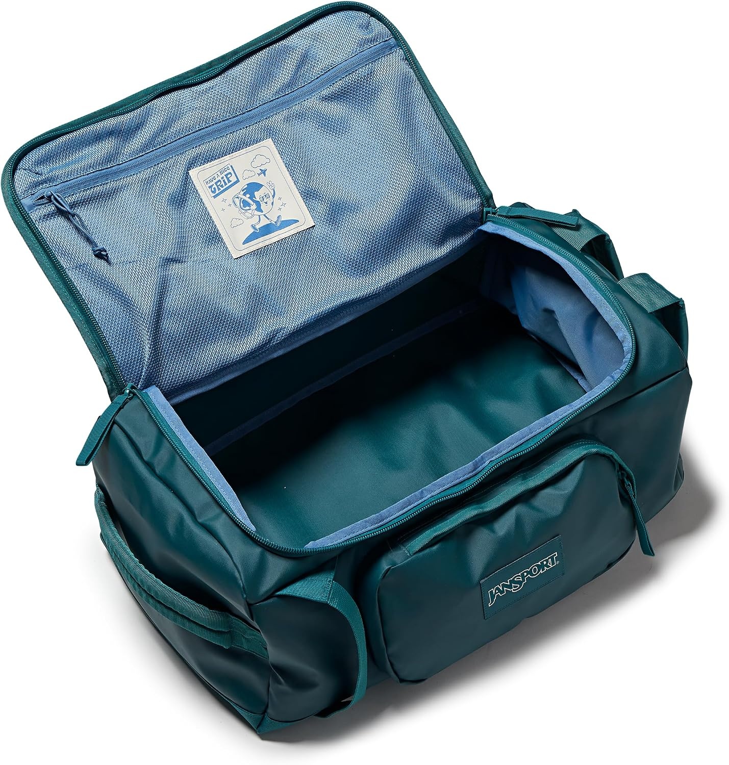 image:imageJansport Good Latitude 40L Convertible Duffel Backpack Water Resistant 16 Inch Laptop Sleeve Luggage Trolley Weekender Travel Bag Smokey GritEmerald Pool