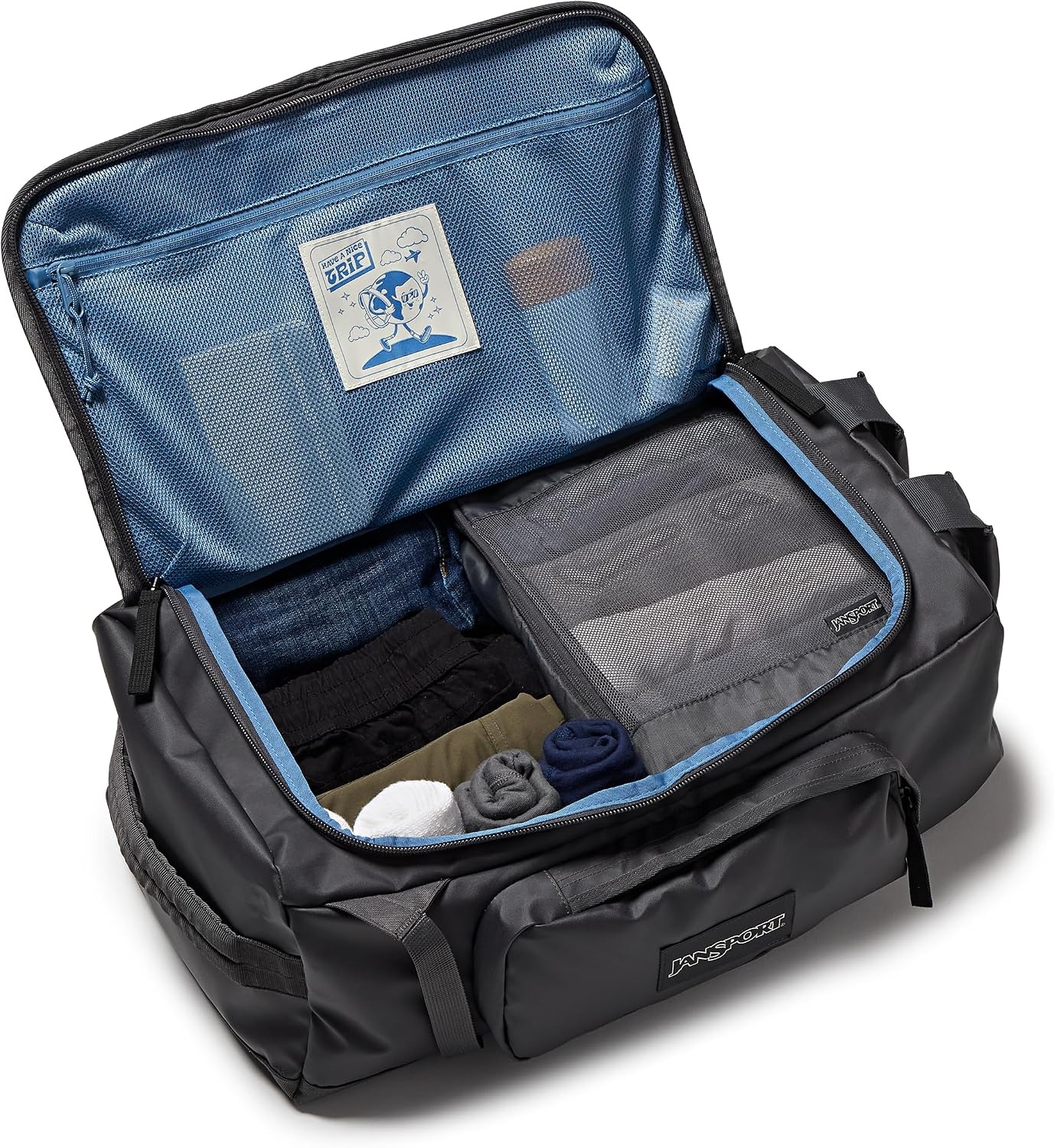 image:imageJansport Good Latitude 40L Convertible Duffel Backpack Water Resistant 16 Inch Laptop Sleeve Luggage Trolley Weekender Travel Bag Smokey GritSmokey Grit