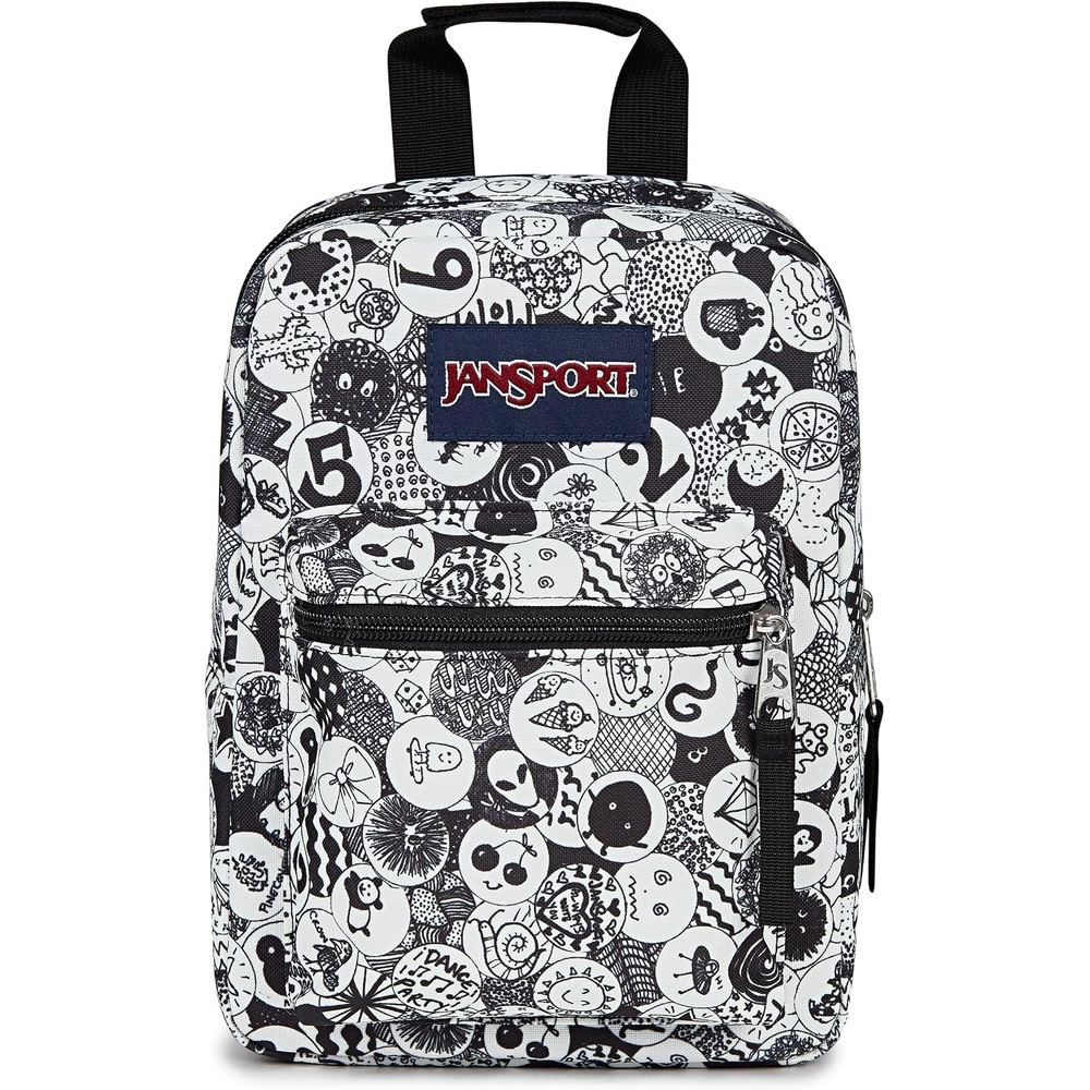 image:imageJanSport Big Break Insulated Lunch Bag Small SoftSided Cooler Ideal for Class Work or Meal Prep Pastel LilacDoodle Dots BlackWhiteGrey