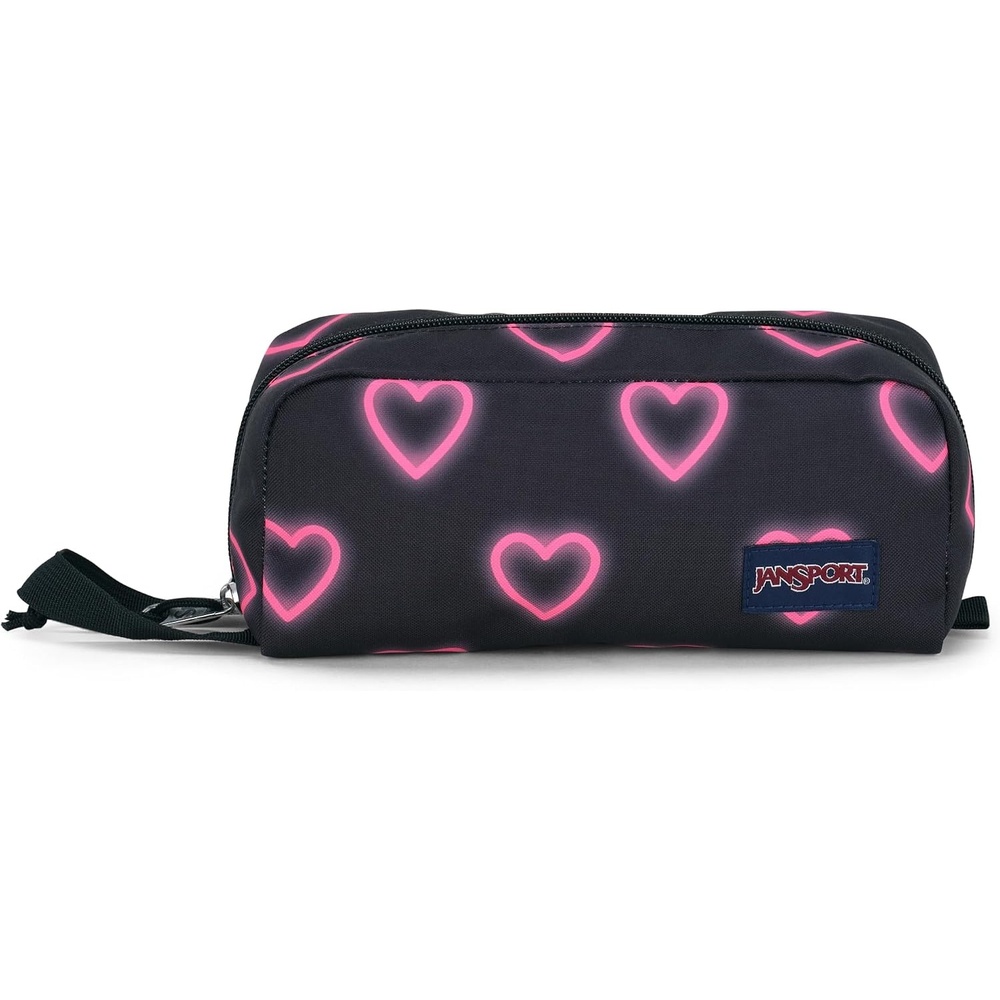 image:imageJanSport Perfect Pouch Accordion Opening Single Compartment with 3 Dividers Small Internal PocketHappy Hearts Black