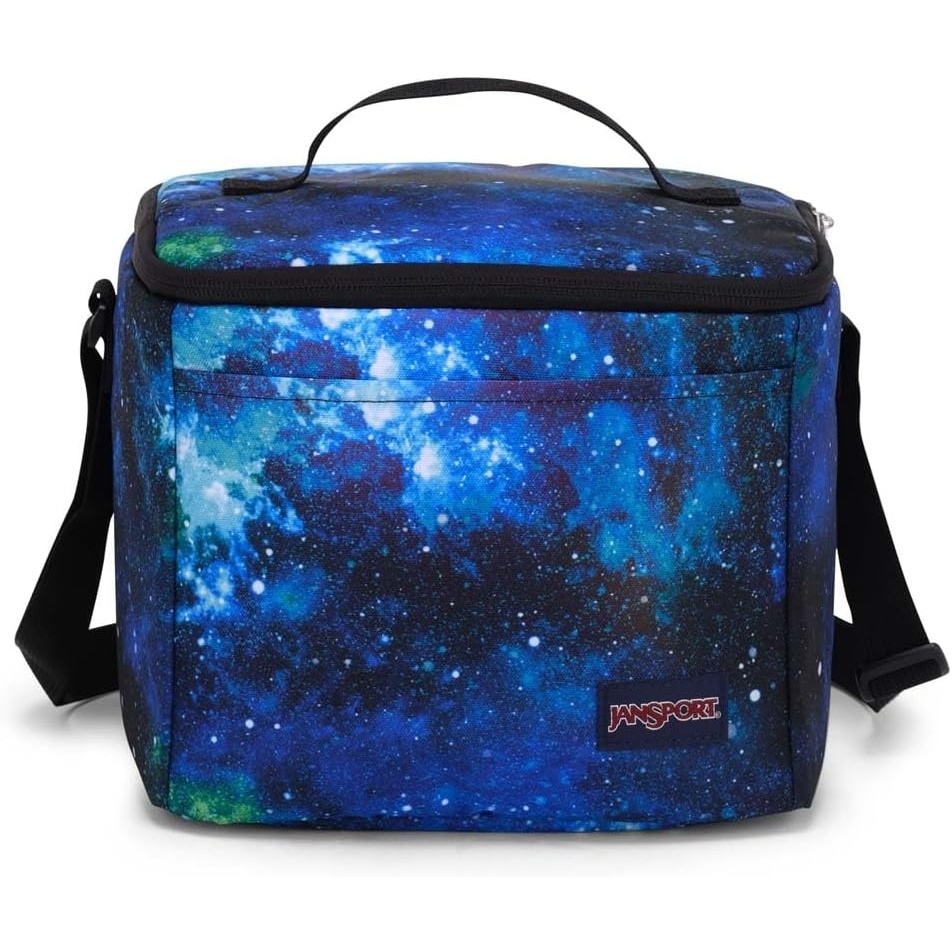 image:imageJanSport Super Snack Insulated Lunch Bag with BPAFree Liner Zipper Top Opening and Adjustable Shoulder Strap NavyCyberspace Galaxy