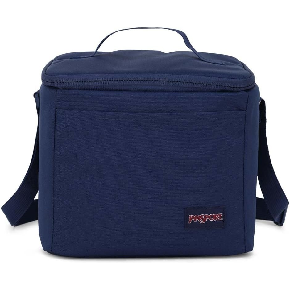 image:imageJanSport Super Snack Insulated Lunch Bag with BPAFree Liner Zipper Top Opening and Adjustable Shoulder Strap NavyNavy