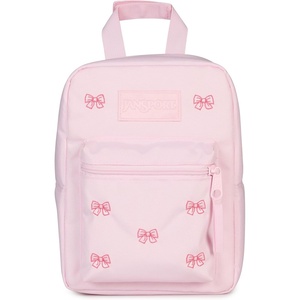 JanSport Big Break Insulated Lunch Bag – Small Soft-Sided Cooler Ideal for Class, Work, or Meal Prep, Pastel Lilac(Embroidered Bows)