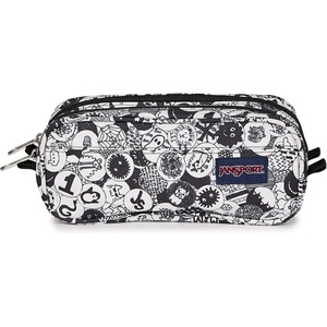 JanSport Large Accessory Pouch – Secure Storage Space for Pens, Power Cords, Pencil Case, Ideal For Everyday Essentials, 1.3L(Doodle Dots Black/White/Grey)