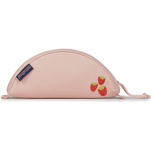 JanSport Luna Blue Compact Minimalist Semicircular Pouch(Strawberry Embroidery)