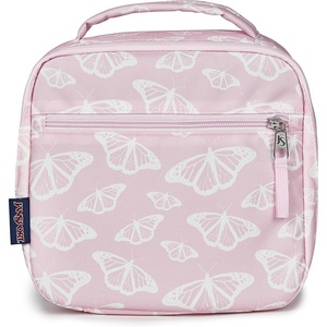 JanSport Lunch Break Insulated Cooler Bag – Leakproof Picnic Tote, Apple Orchard(Flutter By Pink Ice/White/Pink Ice)