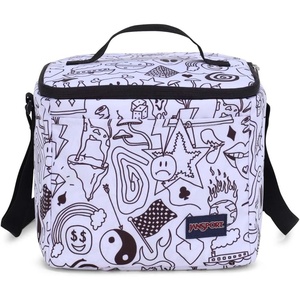 JanSport Super Snack – Insulated Lunch Bag with BPA-Free Liner, Zipper Top Opening, and Adjustable Shoulder Strap, Navy(Broken Broadcast)