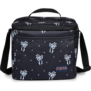 JanSport Super Snack – Insulated Lunch Bag with BPA-Free Liner, Zipper Top Opening, and Adjustable Shoulder Strap, Navy(Pastel Petals Black/Blue/Pink/Green)