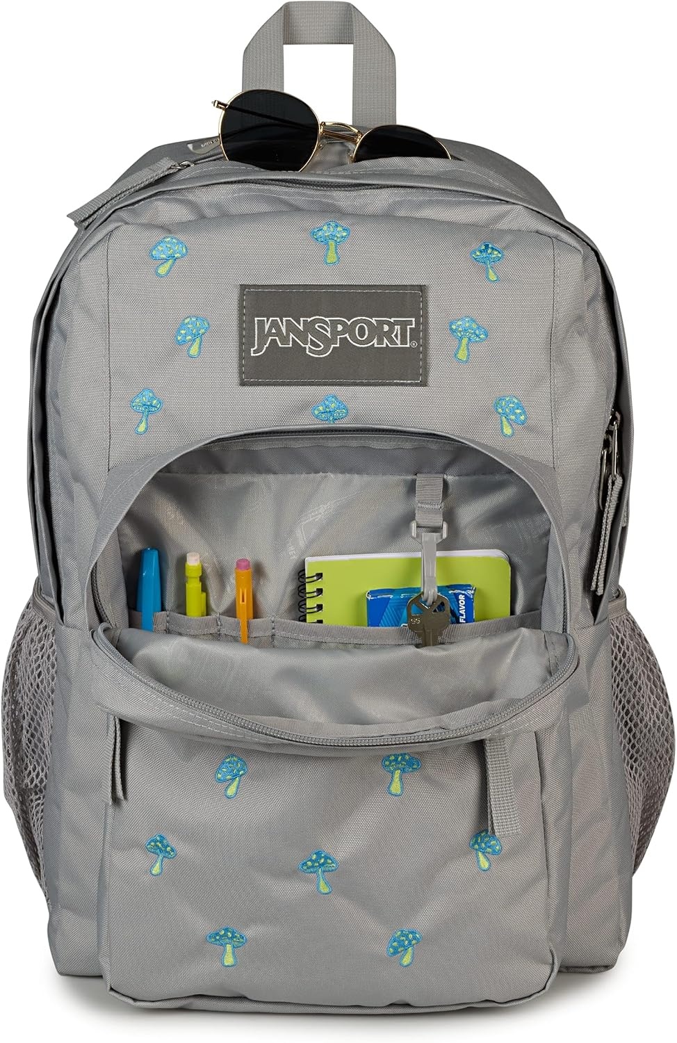 image:imageJanSport Big Plans Fx Embroidered BowsEmbroidered Shrooms Md GreyE AzulBratty