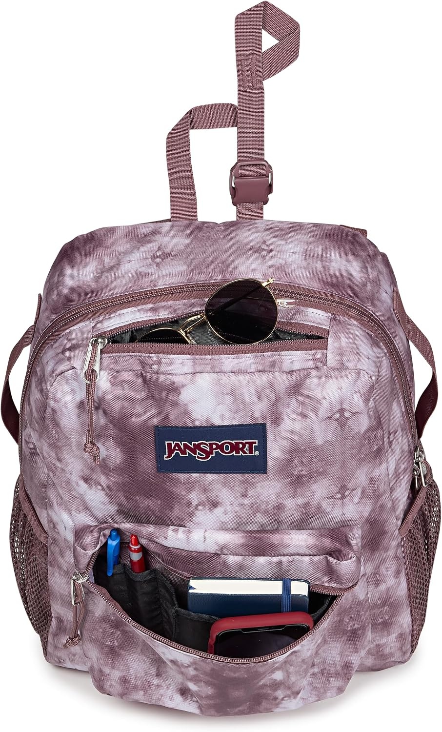 image:imageJanSport Central Adaptive Accessory Bag Wheelchair amp Walker Compatible Versatile Carry Options TuckAway Adjustable Loops SaniStash Pocket for Easy Access Bad BowsIce Dye Mahogany HazeWhite