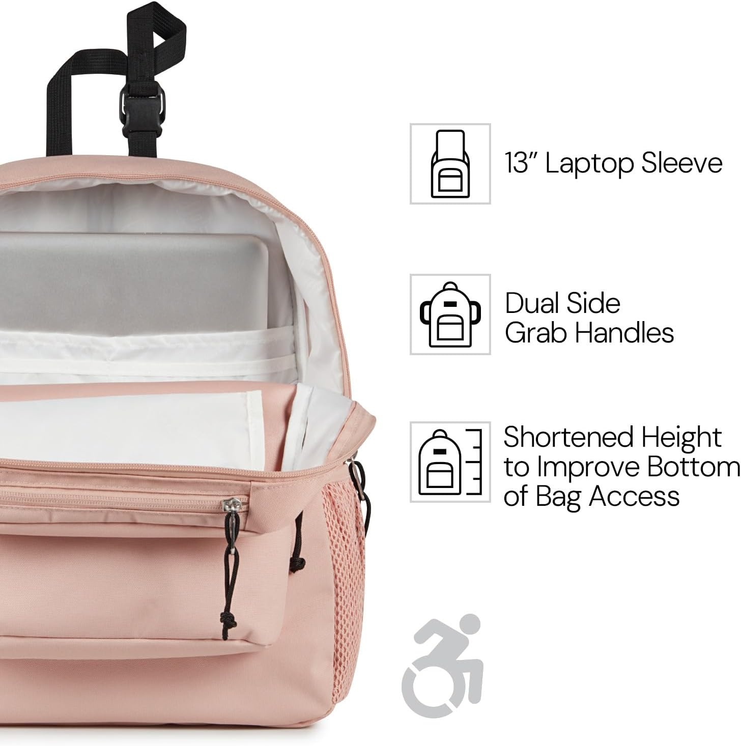 image:imageJanSport Central Adaptive Backpack Wheelchair amp Walker Compatible TuckAway Shoulder Straps Adjustable Backrest Loops amp Anchor Straps Iconic Design BlackMj Cooper Galaxy Iii