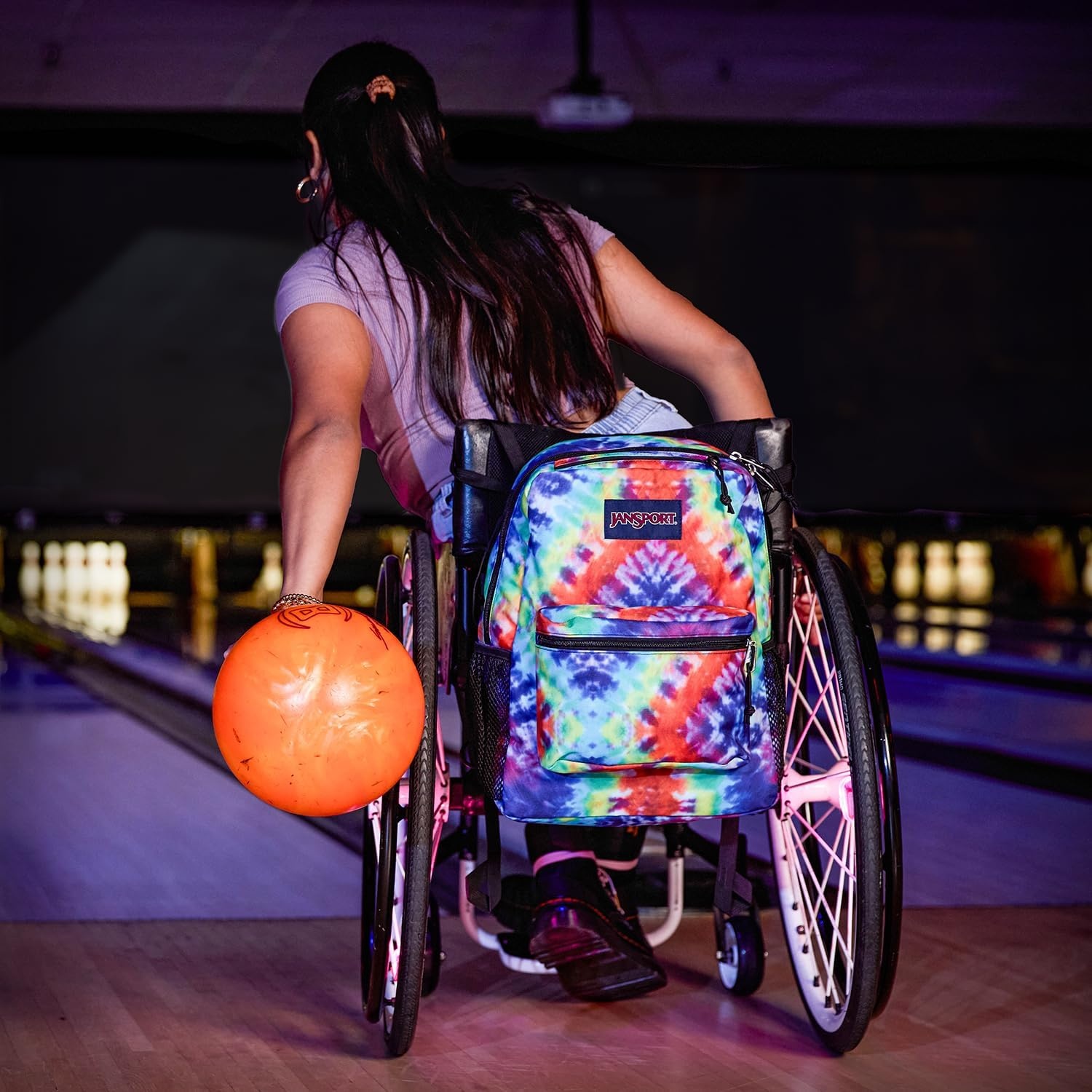image:imageJanSport Central Adaptive Backpack Wheelchair amp Walker Compatible TuckAway Shoulder Straps Adjustable Backrest Loops amp Anchor Straps Iconic Design BlackFaded Floral Fresh Mint