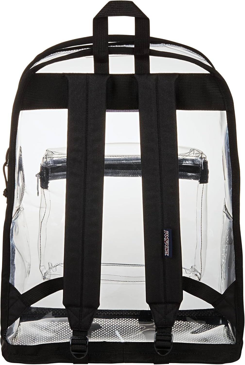 image:imageJanSport Clear Pack 255L Transparent Backpack Large Main Compartment Side Water Bottle Pocket Front Zippered Pocket Mesh Bottom Panel ClearClear