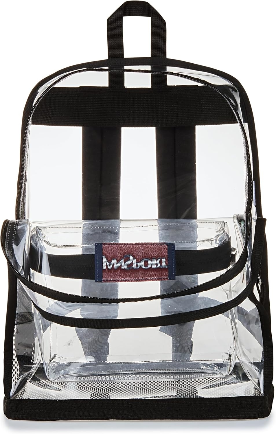 image:imageJanSport Clear Pack 255L Transparent Backpack Large Main Compartment Side Water Bottle Pocket Front Zippered Pocket Mesh Bottom Panel ClearClear