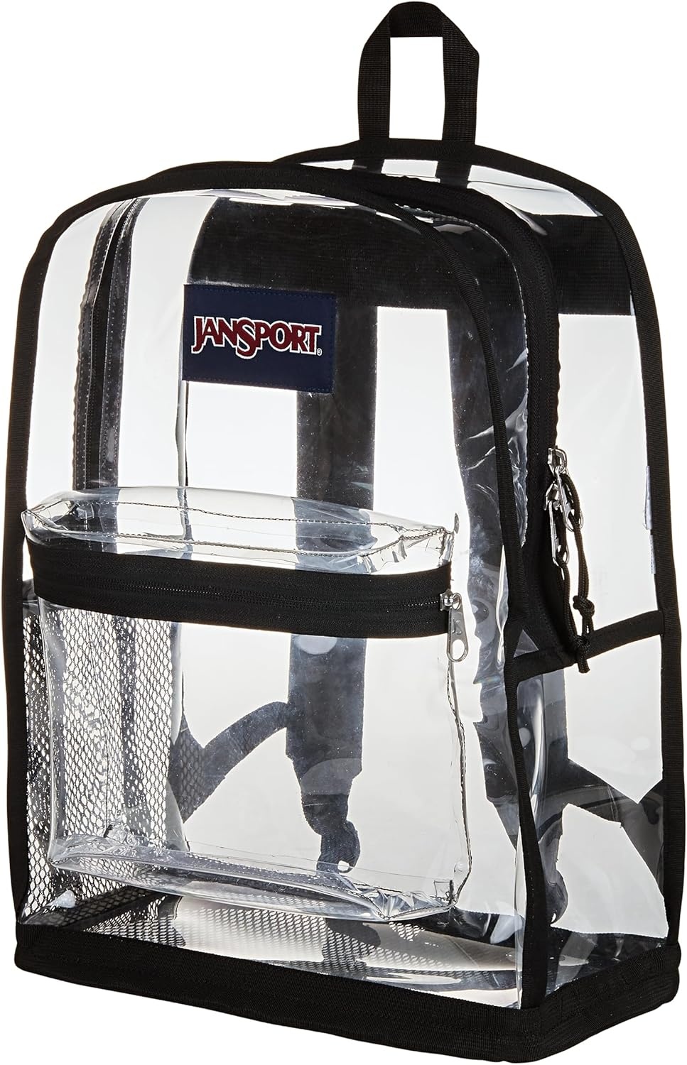 image:imageJanSport Clear Pack 255L Transparent Backpack Large Main Compartment Side Water Bottle Pocket Front Zippered Pocket Mesh Bottom Panel ClearClear