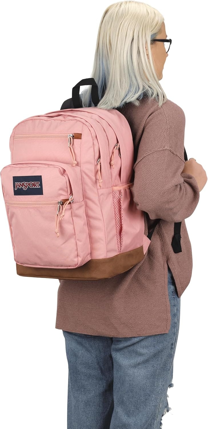 image:imageJanSport Cool Backpack with 15inch Laptop Sleeve Large Computer Bag Rucksack with 2 Compartments Ergonomic Straps Faded SageMisty Rose