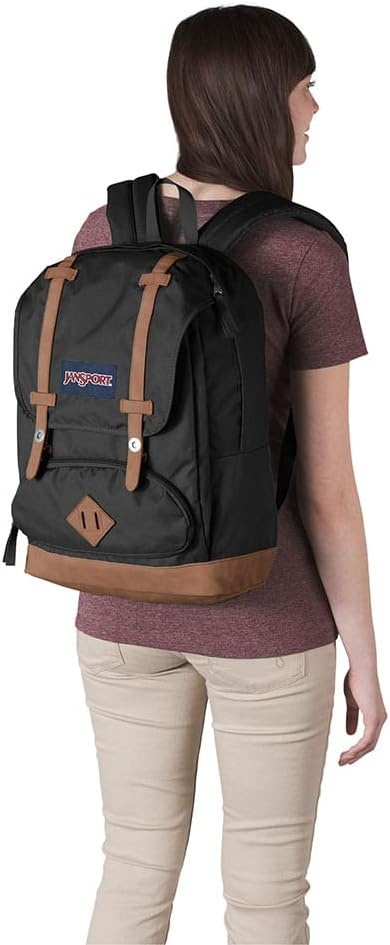 image:imageJanSport Cortlandt Laptop Backpack Navy 15 Laptop SleeveSynthetic Leather Shoulder Computer Bag with Large Compartment Padded Straps Rucksack for Men WomenBlack