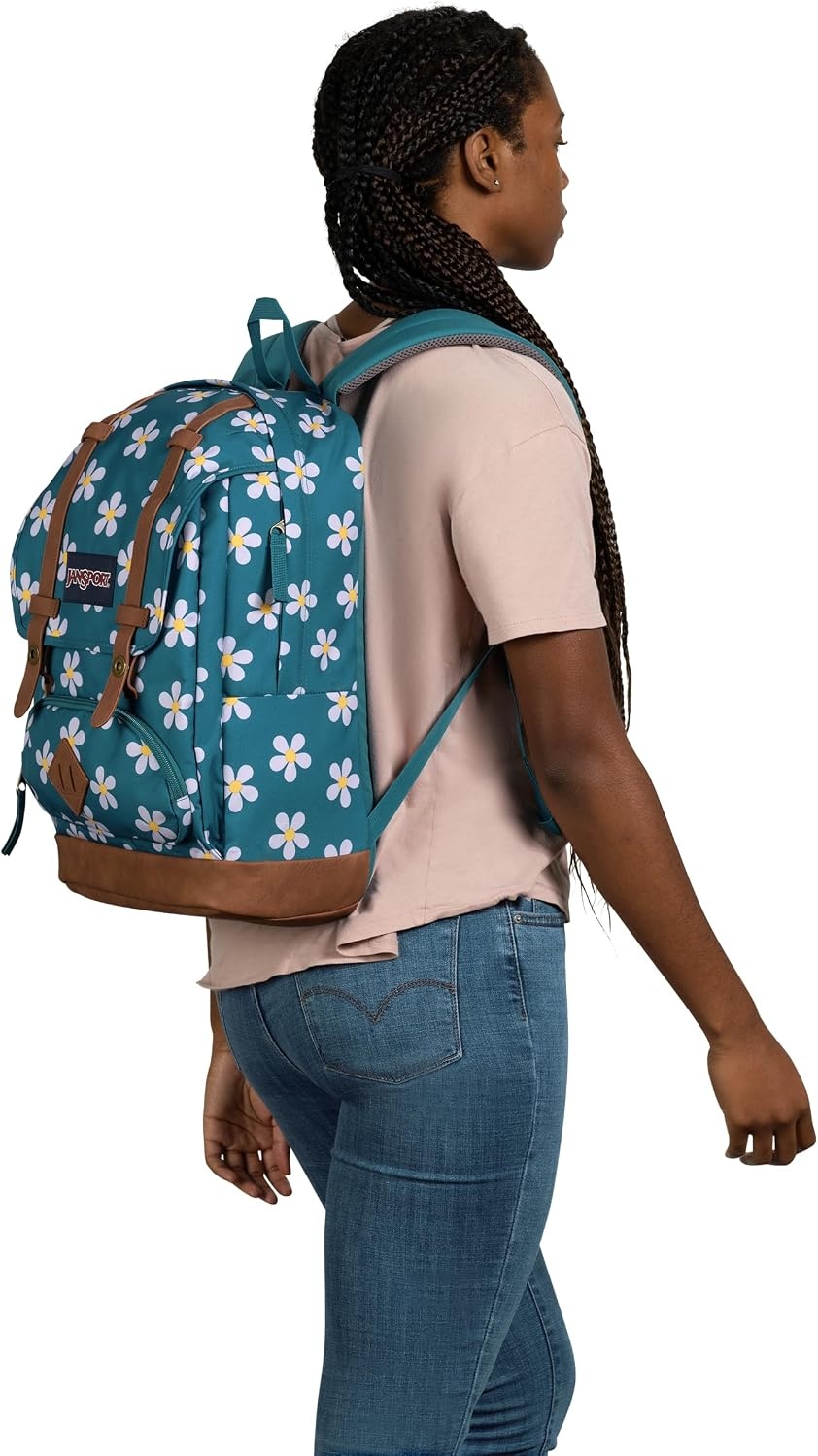 image:imageJanSport Cortlandt Laptop Backpack Navy 15 Laptop SleeveSynthetic Leather Shoulder Computer Bag with Large Compartment Padded Straps Rucksack for Men WomenPrecious Petals