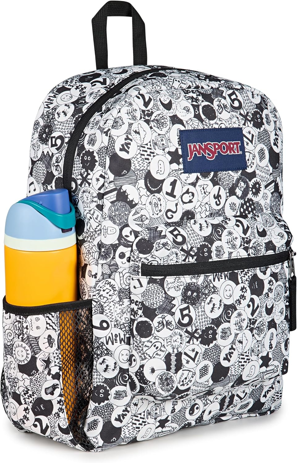 image:imageJanSport Cross Town Backpack 17 x 125 x 6 Simple Bag for Everyone with 1 Main Compartment Front Utility Pocket Premium Class Accessories BlackDoodle Dots BlackWhiteGrey