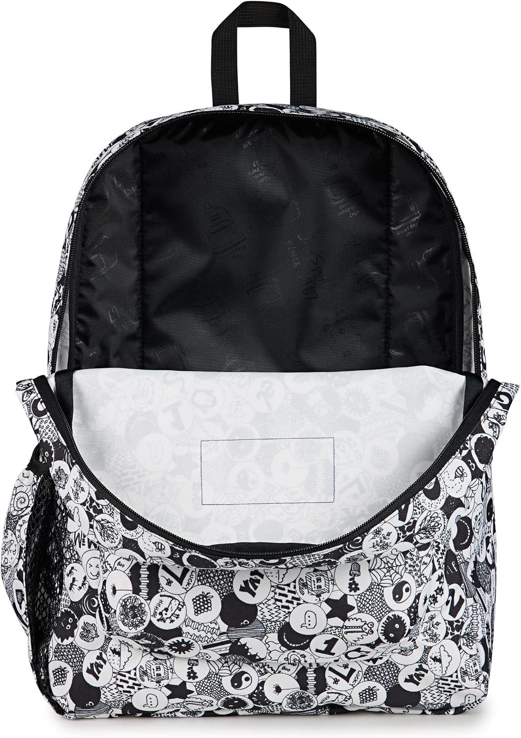 image:imageJanSport Cross Town Backpack 17 x 125 x 6 Simple Bag for Everyone with 1 Main Compartment Front Utility Pocket Premium Class Accessories BlackDoodle Dots BlackWhiteGrey